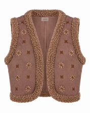 CHALECO ANTELINA Y BORREGUITO CON BORDADOS - TAUPE