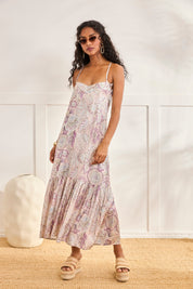 SILKY FLORAL DRESS - PINK