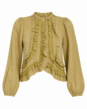 BLUSA VOLANTES Y PASAMANERÍA - CAQUI