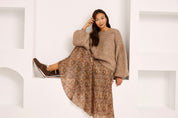 FALDA VOLANTES ASIMÉTRICA PAISLEY - CAMEL