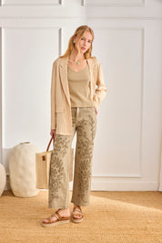 PINSTRIPE BLAZER WITH OPEN-BACK DETAILS - CAMEL