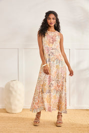 VESTIDO ESTAMPADO TROPIC - CRUDO