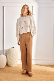 PANTALÓN SMOKED PINZAS - CAMEL