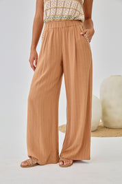 PANTALÓN LINO RAYA DIPLOMÁTICA - CAMEL