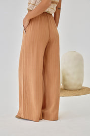 PANTALÓN LINO RAYA DIPLOMÁTICA - CAMEL