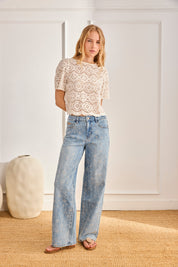 LACE FLORAL BLOUSE - WHITE