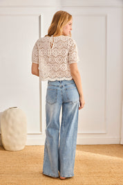 LACE FLORAL BLOUSE - WHITE