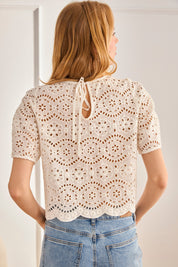 LACE FLORAL BLOUSE - WHITE