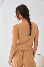 CHALECO LINO RAYA DIPLOMÁTICA - CAMEL