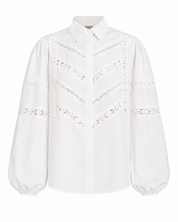 EMBROIDERED BLOUSE WITH PUFF SLEEVES - WHITE - WHITE