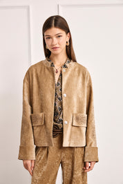 CHAQUETA TERCIOPELO MAO BORDADOS - CAMEL