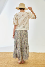 BLUSA FLORES BORDADAS CALADOS Y LAZOS - CRUDO - IVORY