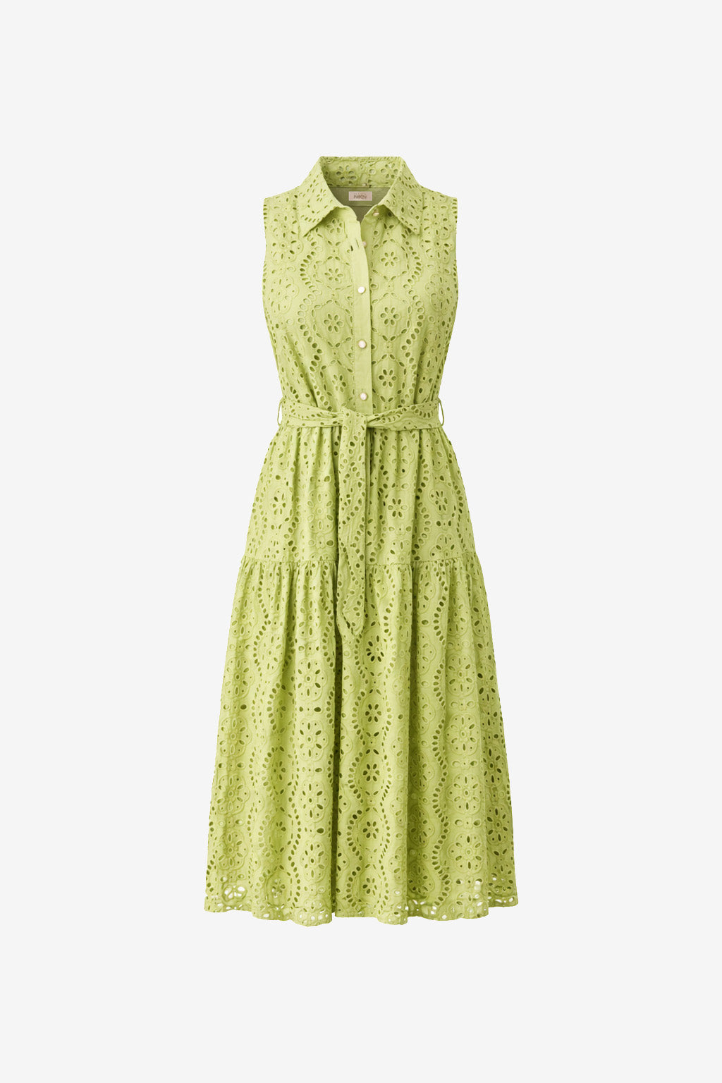 OPEN EMBROIDERY SHIRT DRESS - GREEN