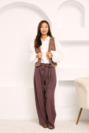 TAILORED TROUSERS WITH DARTS - MAUVE - MAUVE