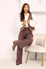 TAILORED TROUSERS WITH DARTS - MAUVE - MAUVE
