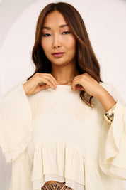 BLUSA VOLANTES Y BORDADOS - IVORY