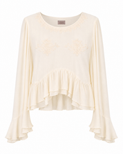BLUSA VOLANTES Y BORDADOS - IVORY