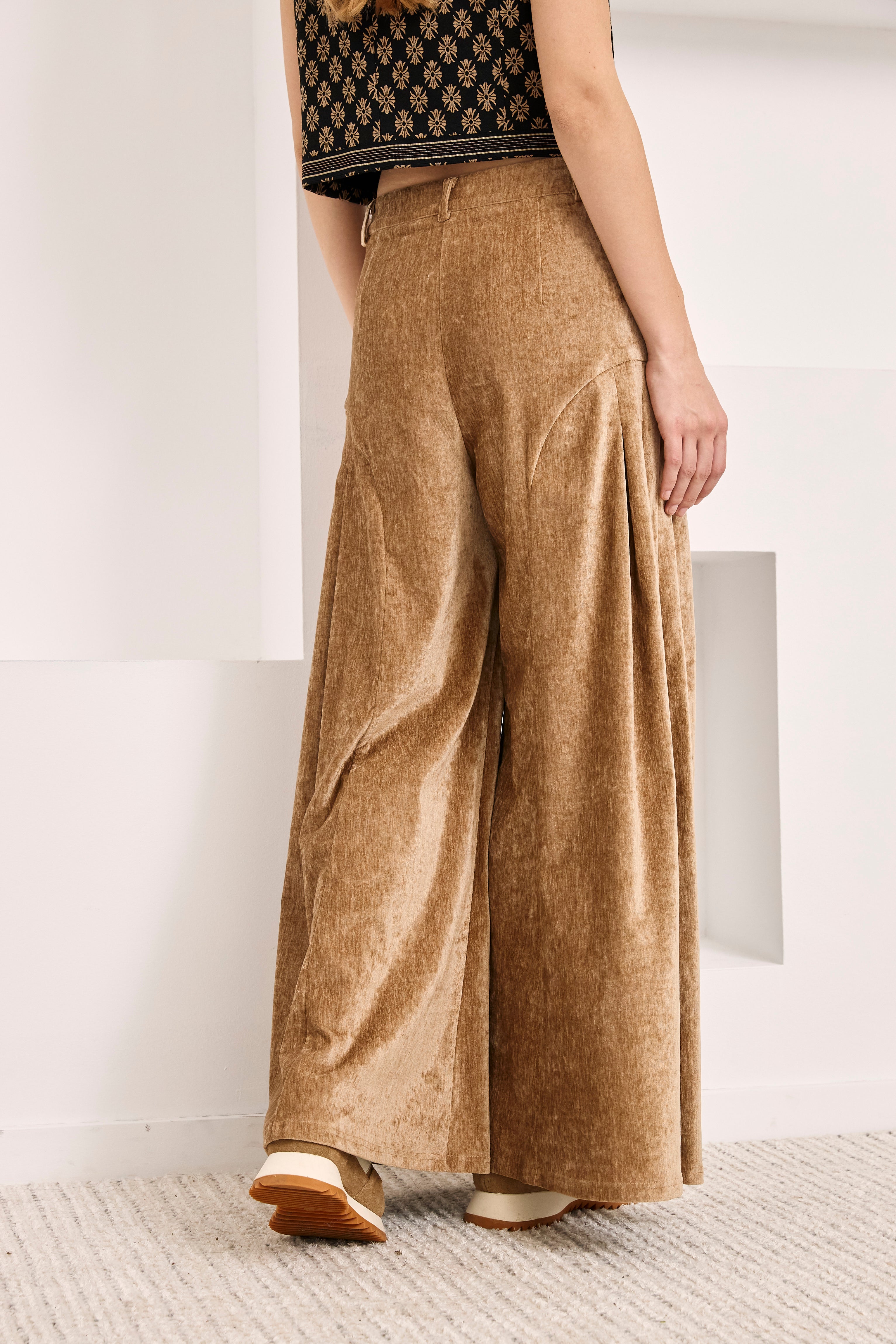 PANTALÓN PALAZZO PINZAS - CAMEL