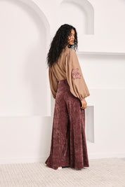 PANTALÓN PALAZZO PINZAS - MAUVE