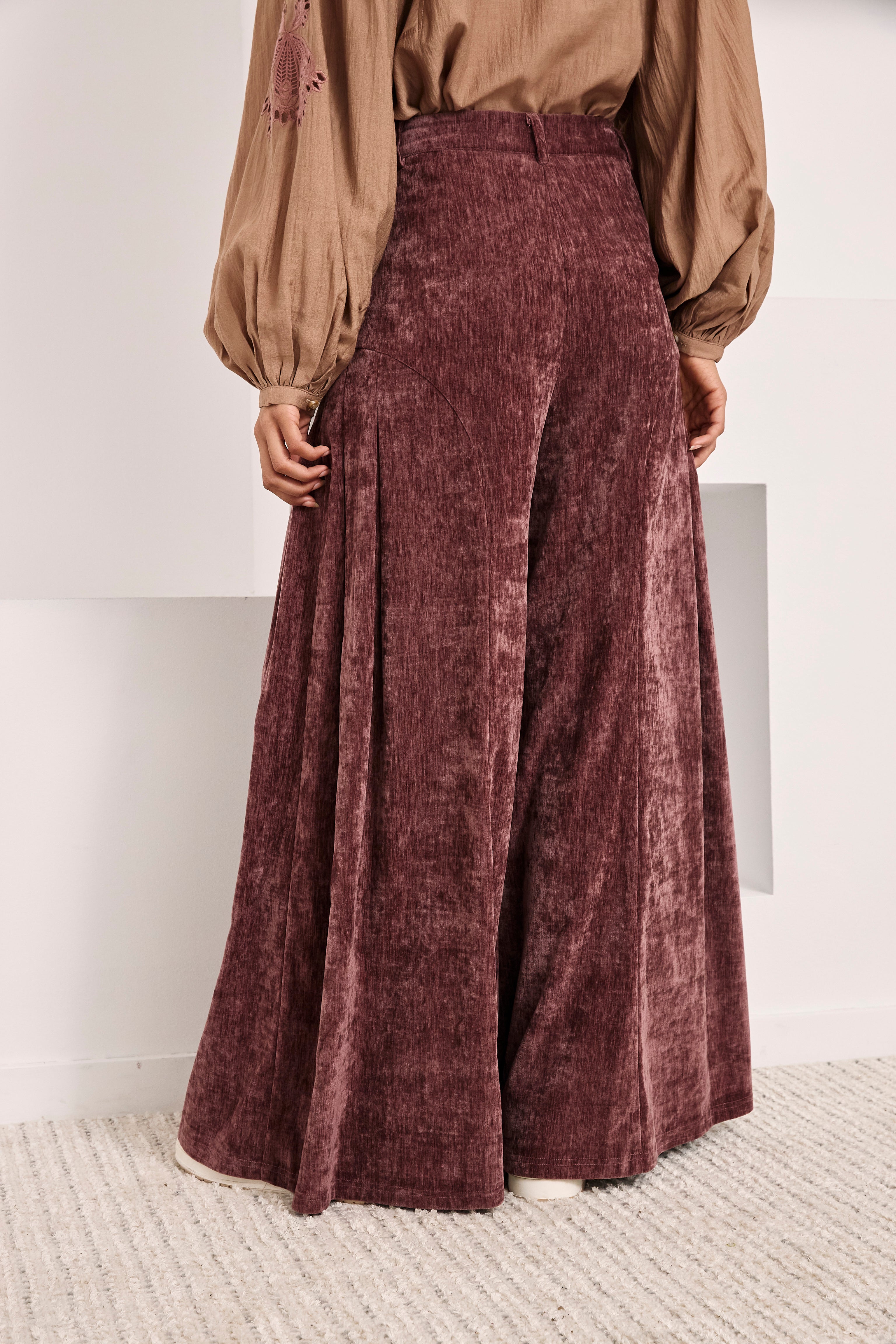PANTALÓN PALAZZO PINZAS - MAUVE