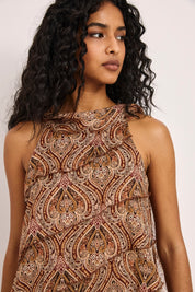 VESTIDO CORTO VOLANTES - CAMEL