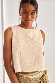 TOP PATTERN EMBROIDERY - CAMEL