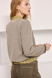 CHAQUETA CUADROS CON BORDADOS - IVORY