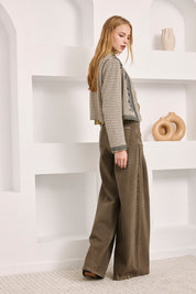 CHAQUETA CUADROS CON BORDADOS - IVORY