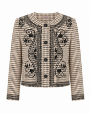 CHAQUETA CUADROS CON BORDADOS - IVORY