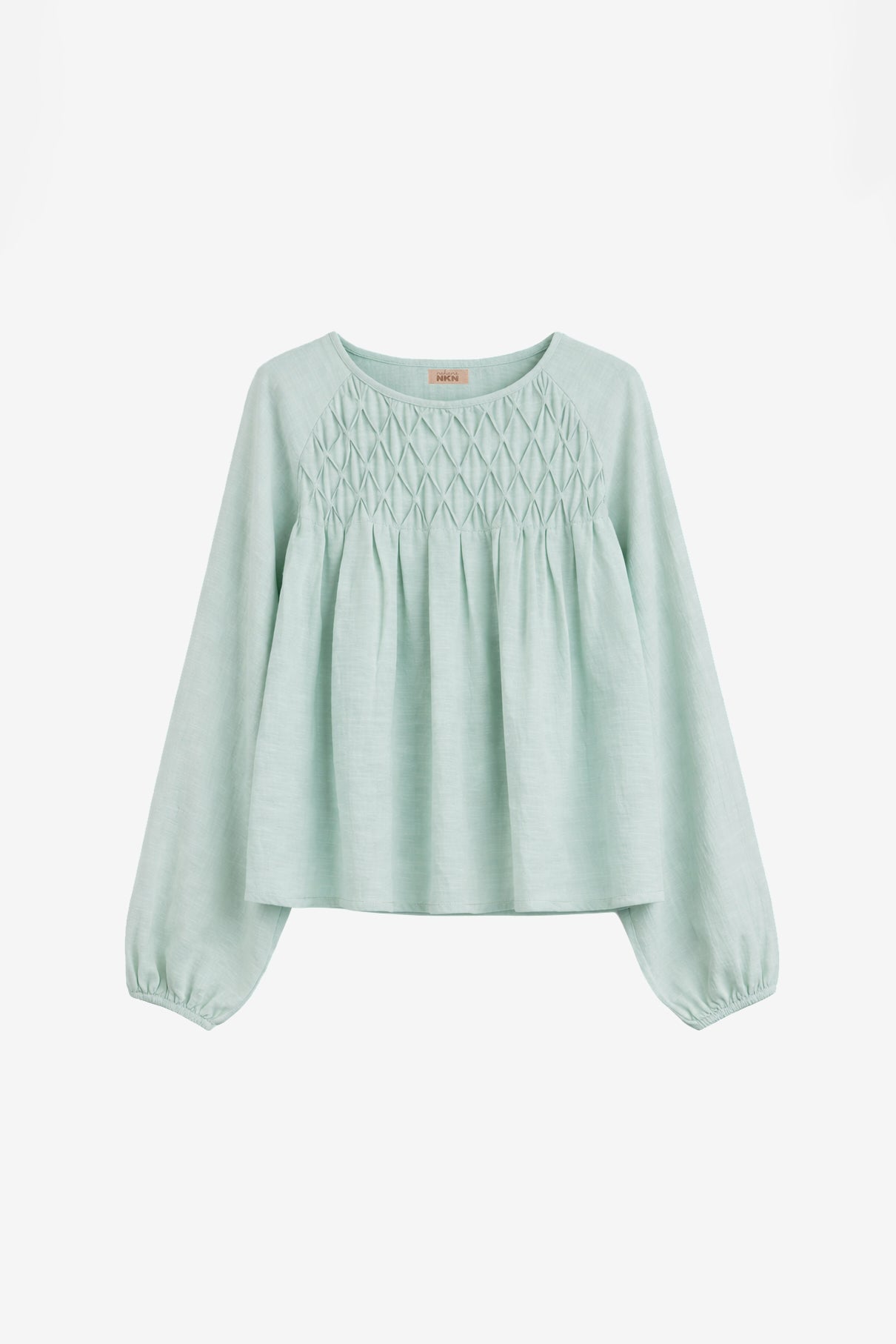 GEOMETRIC PLEATED BLOUSE - BLUE