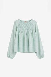 GEOMETRIC PLEATED BLOUSE - BLUE