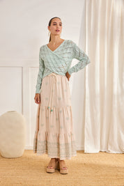 FALDA BORDADOS PALMERAS - CRUDO