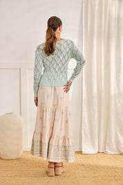 FALDA BORDADOS PALMERAS - CRUDO