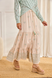 FALDA BORDADOS PALMERAS - CRUDO