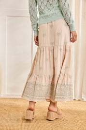 FALDA BORDADOS PALMERAS - CRUDO