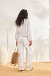 BLUSA CALADA DE LINO - BLANCO