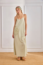 LACE SLIP DRESS - GREEN