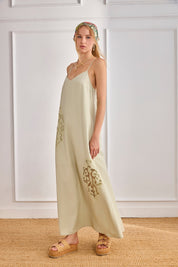 LACE SLIP DRESS - GREEN