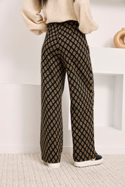 PANTALÓN JACQUARD FLORES HERÁLDICAS - NEGRO
