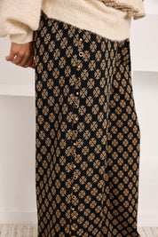 PANTALÓN JACQUARD FLORES HERÁLDICAS - NEGRO