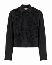BLUSA CAMISERA VOLANTES - NEGRO