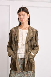 CHAQUETA ANTELINA FLECOS - CAQUI