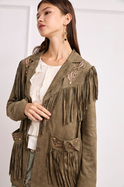CHAQUETA ANTELINA FLECOS - CAQUI
