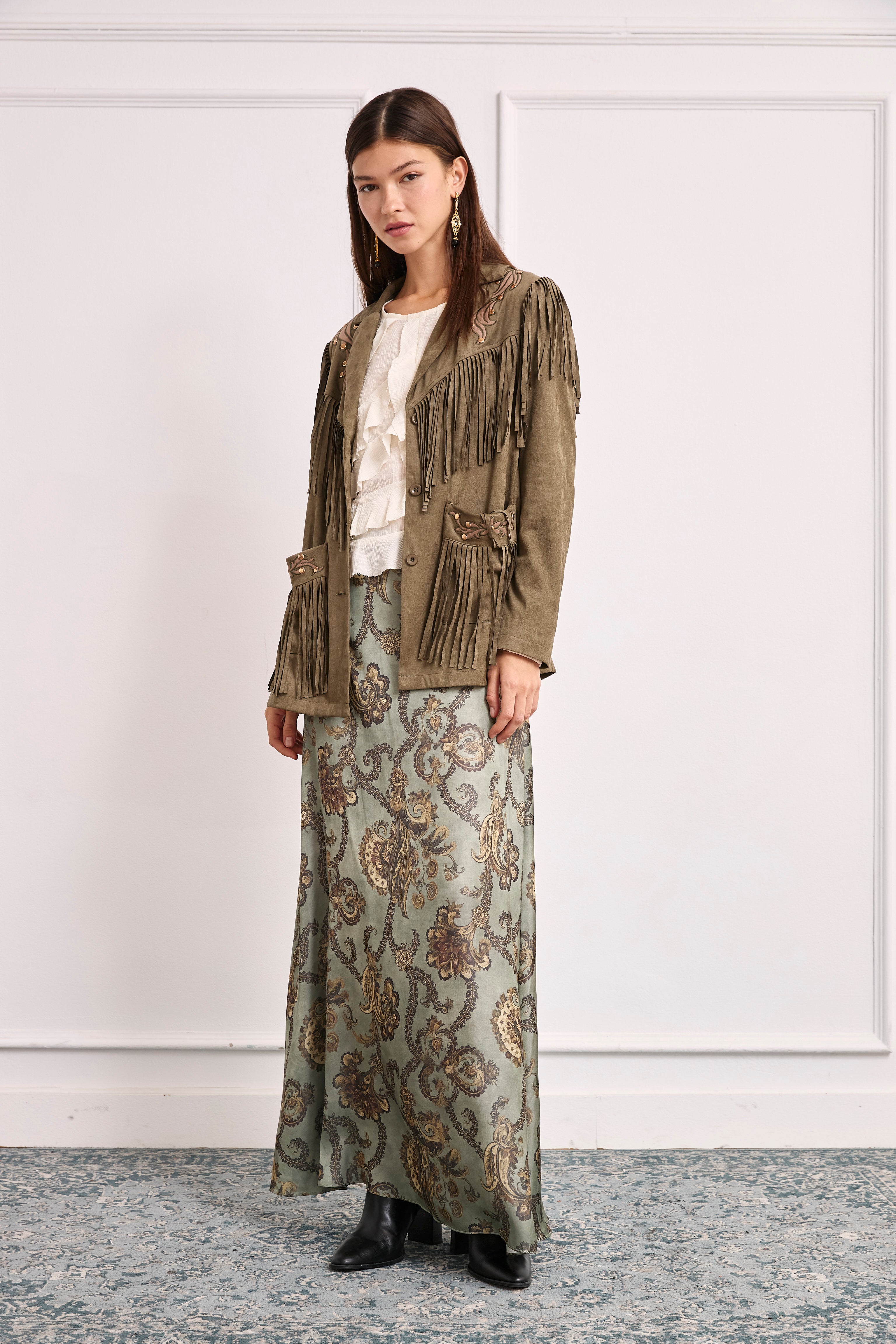 CHAQUETA ANTELINA FLECOS - CAQUI