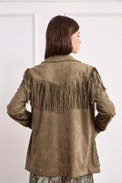 CHAQUETA ANTELINA FLECOS - CAQUI