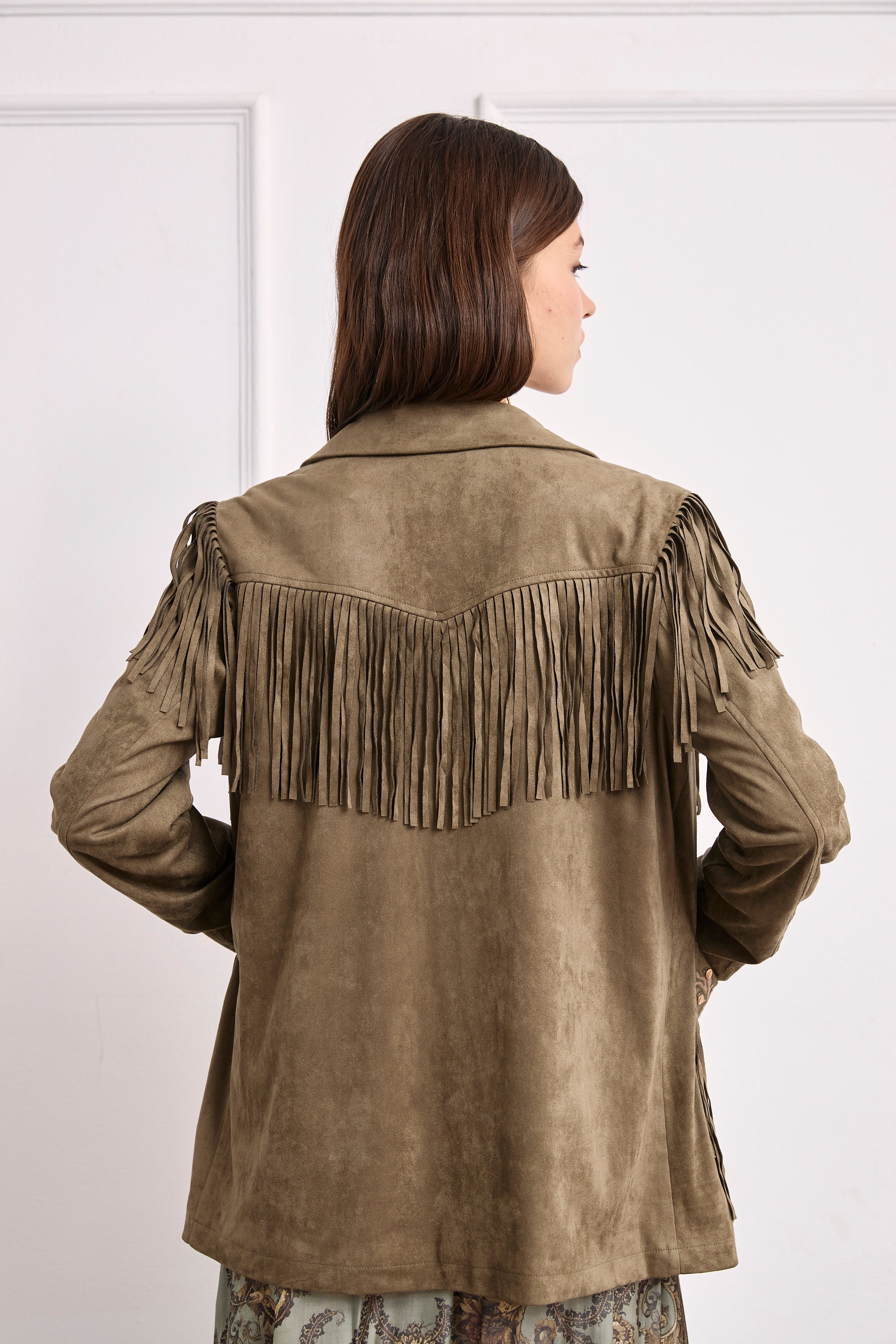 CHAQUETA ANTELINA FLECOS - CAQUI