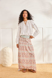 BLUSA CUELLO MAO CALADOS - CRUDO