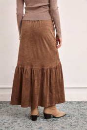 FALDA ANTELINA BORDADOS VOLANTE - CAMEL