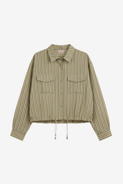 BLUSA RAYAS CINTURA FRUNCIDA - KHAKI