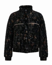 CHAQUETA BÓMBER TERCIOPELO ESTAMPADA - NEGRO